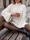 Halo | Dames Mock Neck Langsleeve Kabelgebreide Trui
