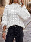 Halo | Dames Mock Neck Langsleeve Kabelgebreide Trui