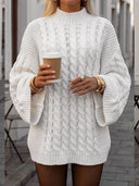 Halo | Dames Mock Neck Langsleeve Kabelgebreide Trui