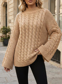 Halo | Dames Mock Neck Langsleeve Kabelgebreide Trui