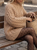 Halo | Dames Mock Neck Langsleeve Kabelgebreide Trui