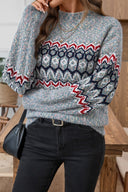 Indigo | Dames Casual Lange Mouw Geometrische Gebreide Wintertrui