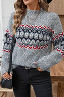 Indigo | Dames Casual Lange Mouw Geometrische Gebreide Wintertrui