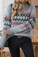 Indigo | Dames Casual Lange Mouw Geometrische Gebreide Wintertrui