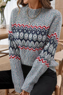 Indigo | Dames Casual Lange Mouw Geometrische Gebreide Wintertrui