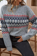 Indigo | Dames Casual Lange Mouw Geometrische Gebreide Wintertrui