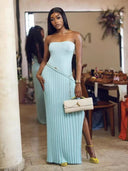 Isadora | Dames Strapless Maxi Zomerjurk met Zijsplit