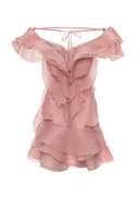 Jazlyn | Vrouwen V-hals Off-Shoulder Ruffled Mini Zomerjurk