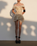 Jazlyn | Vrouwen V-hals Off-Shoulder Ruffled Mini Zomerjurk