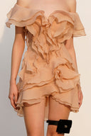 Jazlyn | Vrouwen V-hals Off-Shoulder Ruffled Mini Zomerjurk