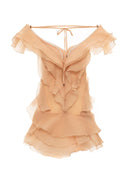 Jazlyn | Vrouwen V-hals Off-Shoulder Ruffled Mini Zomerjurk