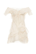 Jazlyn | Vrouwen V-hals Off-Shoulder Ruffled Mini Zomerjurk