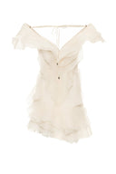 Jazlyn | Vrouwen V-hals Off-Shoulder Ruffled Mini Zomerjurk