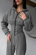 Jazmine | Dames Zip Front Lange Mouw Hoodie Met Koord Twee Delige Set