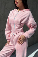 Jazmine | Dames Zip Front Lange Mouw Hoodie Met Koord Twee Delige Set
