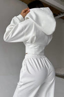 Jazmine | Dames Zip Front Lange Mouw Hoodie Met Koord Twee Delige Set