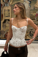 Journie | Dames Bloemen Kant Sweetheart Halslijn Dunne Bandjes Bustier Top