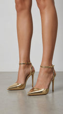 Jula | Dames Metallic Puntige Teen Stiletto Sandalen
