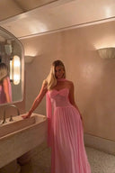 Joanna | Roze geplooide maxi-jurk