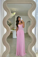 Joanna | Roze geplooide maxi-jurk