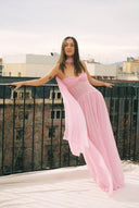 Joanna | Roze geplooide maxi-jurk