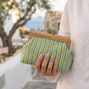 Kaia | Dames Boho Geweven Clutch Tas met Houten Frame