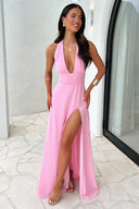Karina | Dames Mouwloze Hoge Split Maxi Zomerjurk