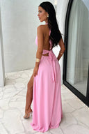 Karina | Dames Mouwloze Hoge Split Maxi Zomerjurk