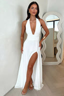 Karina | Dames Mouwloze Hoge Split Maxi Zomerjurk