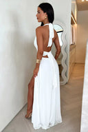 Karina | Dames Mouwloze Hoge Split Maxi Zomerjurk