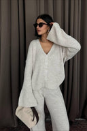 Karsyn | Dames Wijde Pantalon Geribbelde Brei Twee-Piece Set