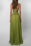 Kelsey | Groene geplooide maxi-jurk