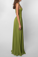 Kelsey | Groene geplooide maxi-jurk