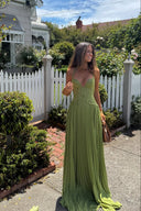 Kelsey | Groene geplooide maxi-jurk