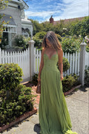 Kelsey | Groene geplooide maxi-jurk
