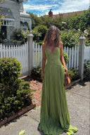 Kelsey | Groene geplooide maxi-jurk