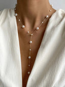 Kiana | Dames Beaded Chain Pearl Y Lange Dangle Hanger Ketting