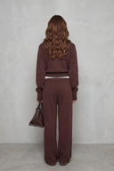 Kimber | Dames Zip Front Kraag Gebreide Twee Delige Set Loungeset