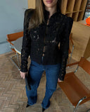 Kira | Dames Bloemen Kant Hoge Hals Lange Mouwen Top Blouse