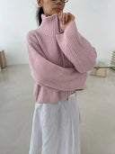 Kristina | Dames Oversized Ribbel Half Zip Brei Sweater Cardigan