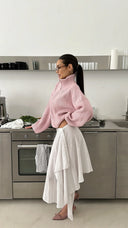 Kristina | Dames Oversized Ribbel Half Zip Brei Sweater Cardigan