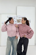 Kristina | Dames Oversized Ribbel Half Zip Brei Sweater Cardigan