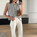 Kylie | Dames Knop Vooruit Gebreide Vest Cardigan