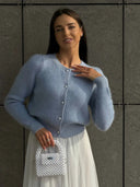 Kyndall | Dames Crew Neck Lange Mouw Knopen Voorkant Gebreide Cardigan