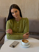 Kyndall | Dames Crew Neck Lange Mouw Knopen Voorkant Gebreide Cardigan