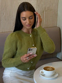 Kyndall | Dames Crew Neck Lange Mouw Knopen Voorkant Gebreide Cardigan