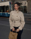 Leslie | Dames Geknoopte Dubbelzijdige Hoge Halsjas Trenchcoat