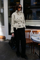 Leslie | Dames Geknoopte Dubbelzijdige Hoge Halsjas Trenchcoat