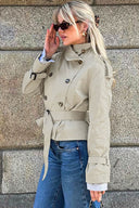 Leslie | Dames Geknoopte Dubbelzijdige Hoge Halsjas Trenchcoat