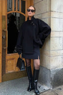 Lexa | Dames Asymmetrische Hoge Hals Knop Voor Jacket